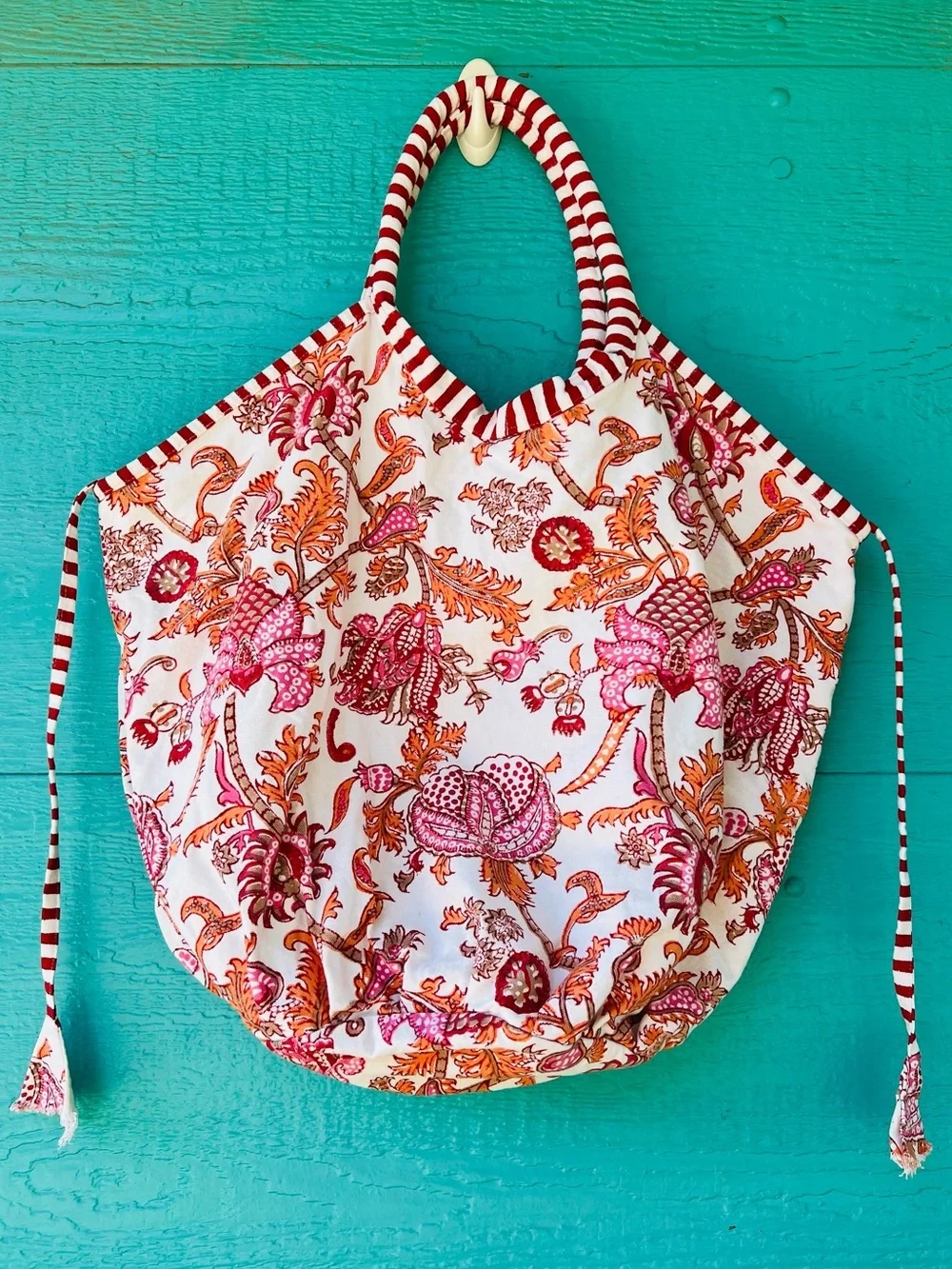 ROLLER RABBIT BIG BEACH AMANDA BONDI TOTE BAG RED ORANGE XL 20”x26”